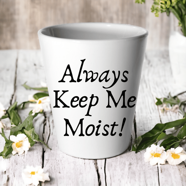 Always Keep Me Moist! Plant Pot -Succulent Cactus Flower Pot - Funny Flower pot