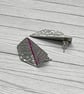 Aluminium Stud Earrings - Lightweight Folded Geometric Shape Hammer Texture Pink - Image 5