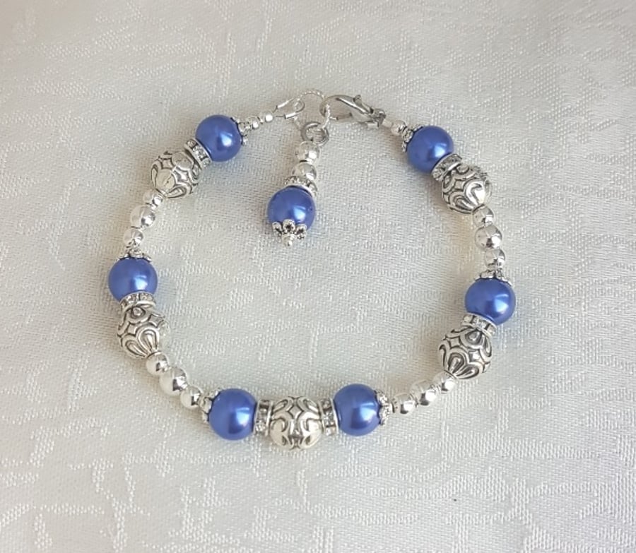 Gorgeous Royal Blue Magnetic Haematite and Fancy Bead Bracelet