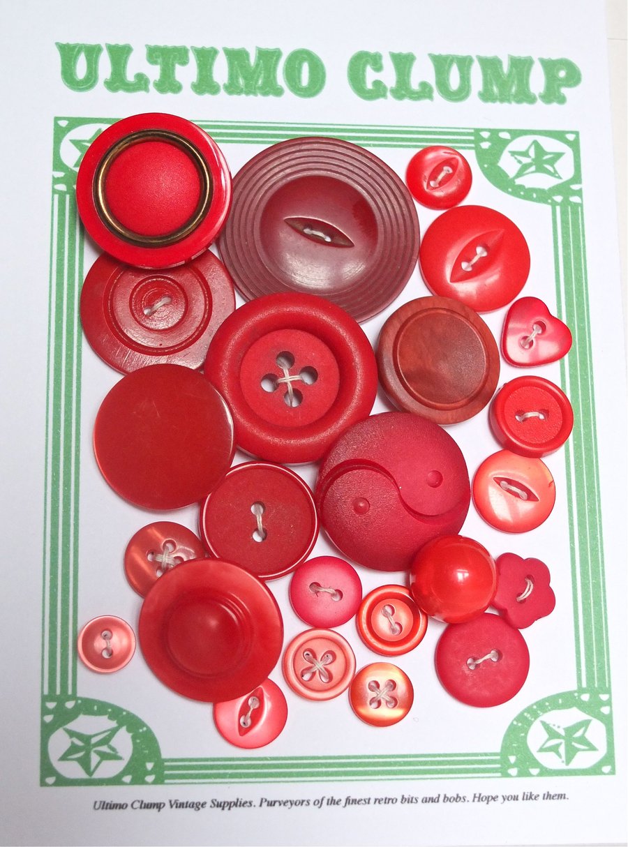 24 Vintage Red Buttons