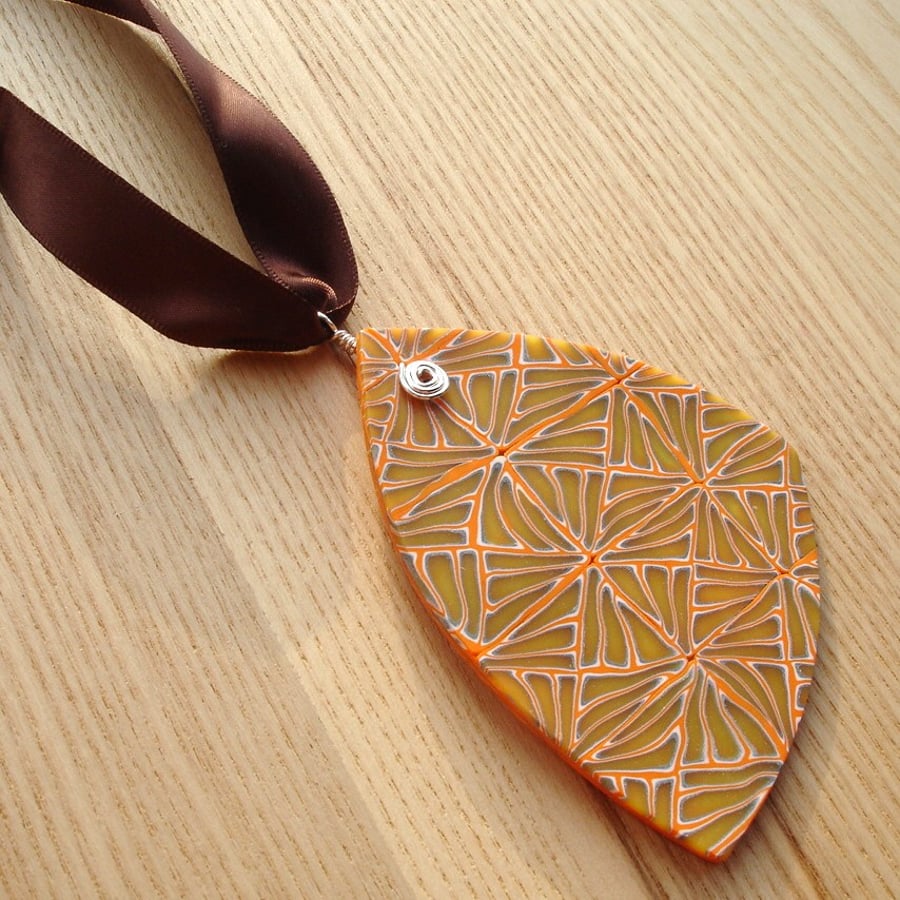 Giraffe Patchwork FIMO Polymer Clay Pendant