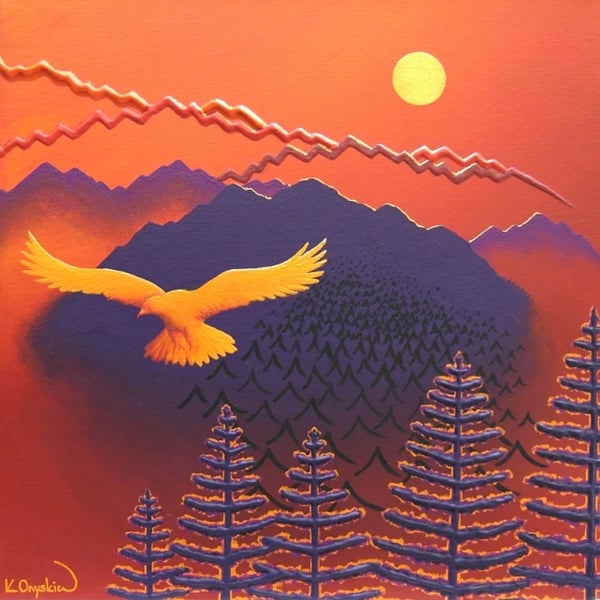 Mountain Sunset Original Painting - acrylic abstract landscape canvas art