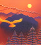 Mountain Sunset Original Painting - acrylic abstract landscape canvas art - Image 1