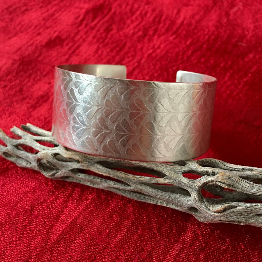Sterling silver patterned cuff, textured silver cuff, cuff bracelet, hallmarked