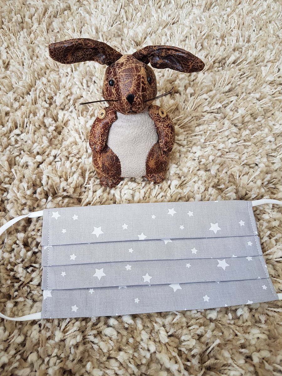 Adult face covering – Grey star print