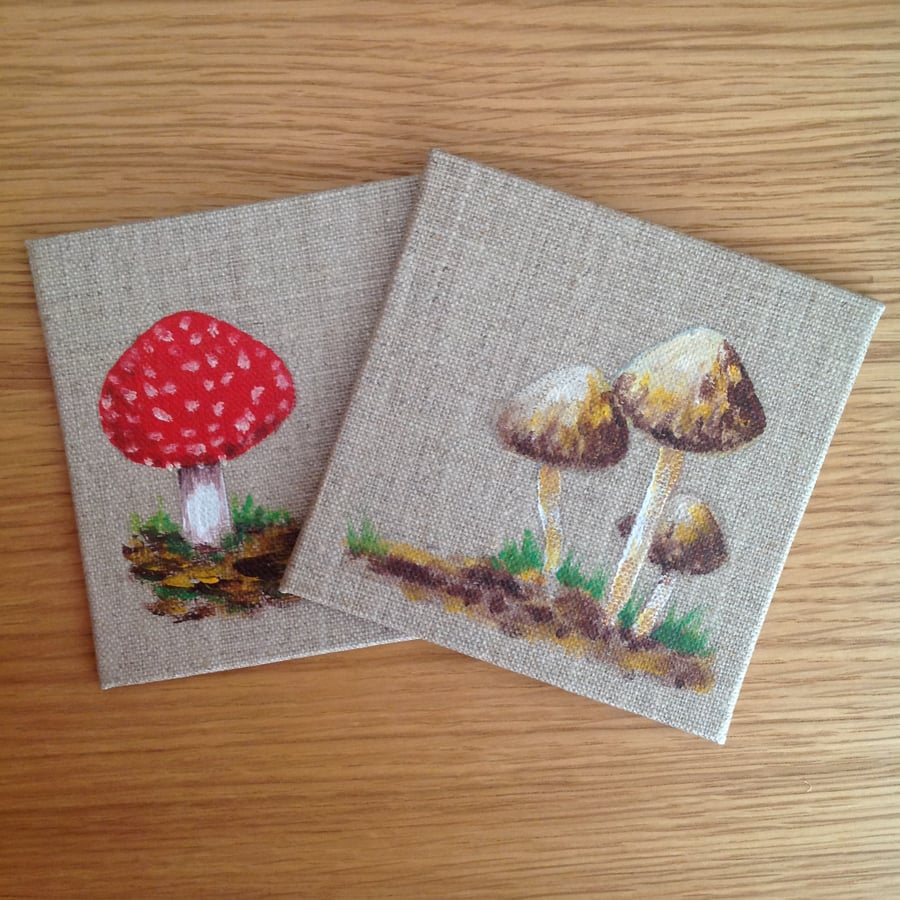 Hand painted pair of Autumn coasters