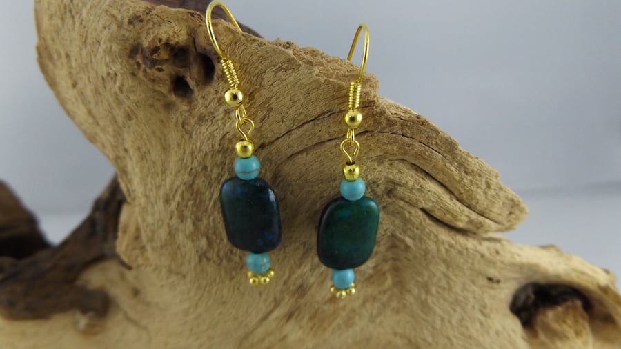 Chrysocolla earrings with Turquoise