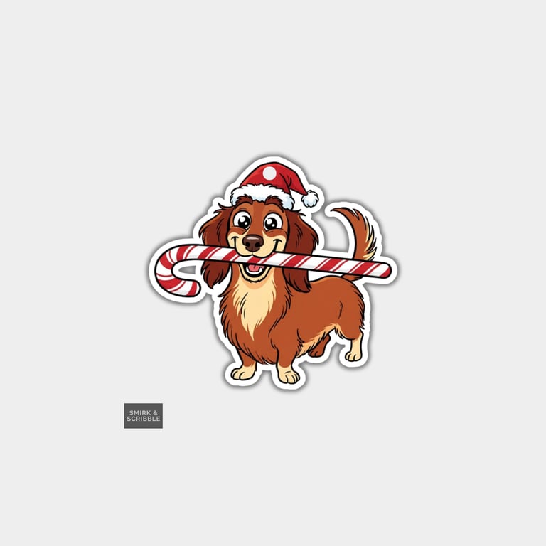 Unique Funny Christmas Gift Tags For Adults, 6pk - Dachshund & Candy Cane