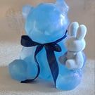 Light Blue Pearlescent Bear and Bunny Keepsake Ornament 
