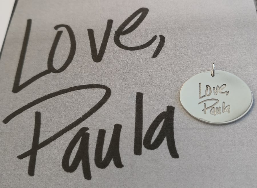 Handwriting Charm or Pendant - Fine Silver Keepsake Jewellery