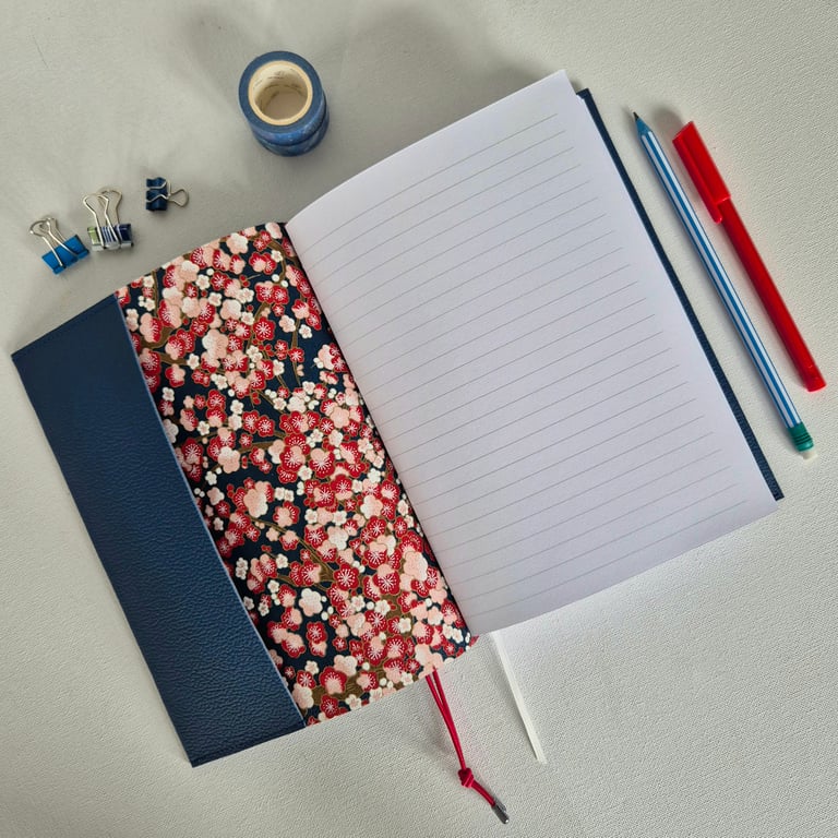 Leather Planner Hand Bound with Japanese Chiyogami Paper A5