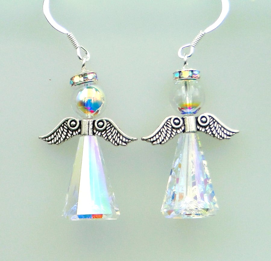 Sparkly Crystal Angel Earrings Christmas gift