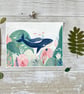 Original Whale Painting - Gouache Painting - One of a kind