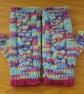 Hand Knitted Multi Coloured Fingerless Gloves (J89) - Image 3