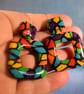 Retro Square Terrazzo Statement Earrings - Image 4