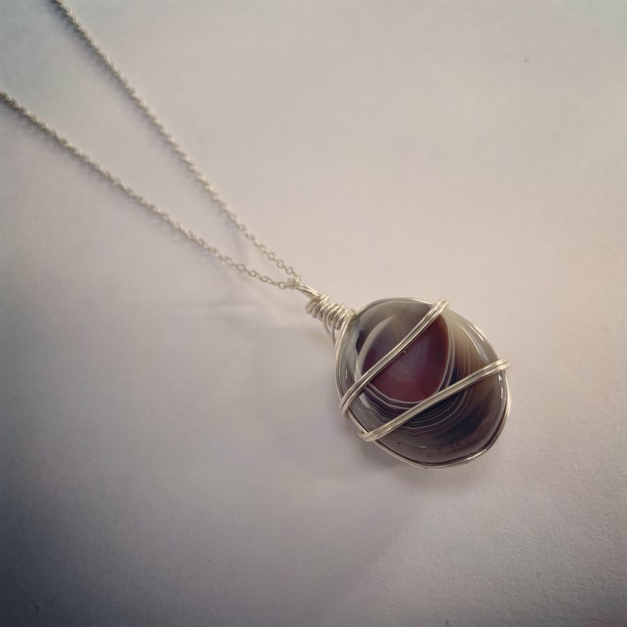 Botswana Agate wire wrapped pendant