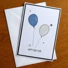 Happy New Year Card - Balloons - Blue and Silver