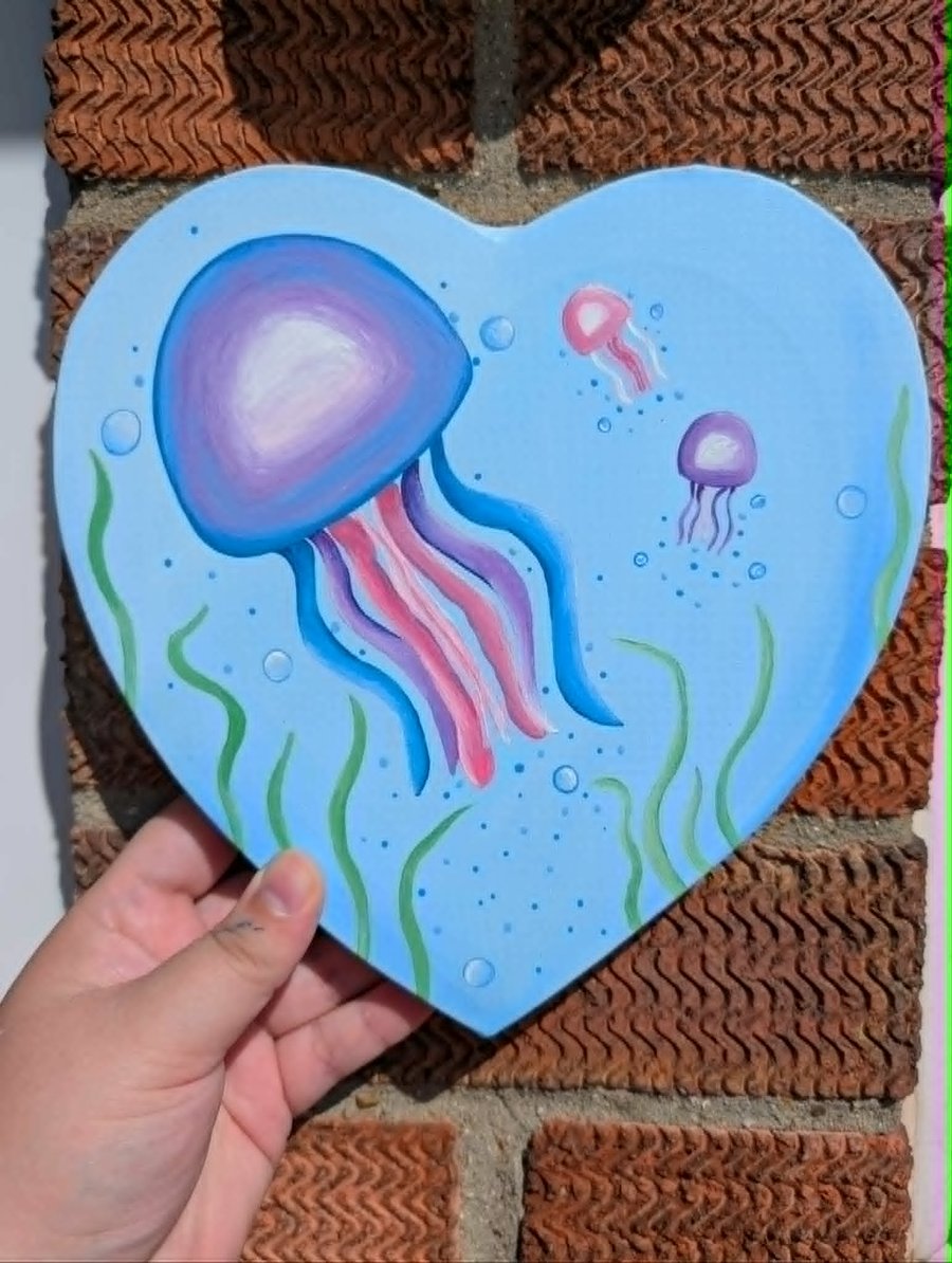  Handmade Jellyfish Heart Canvas