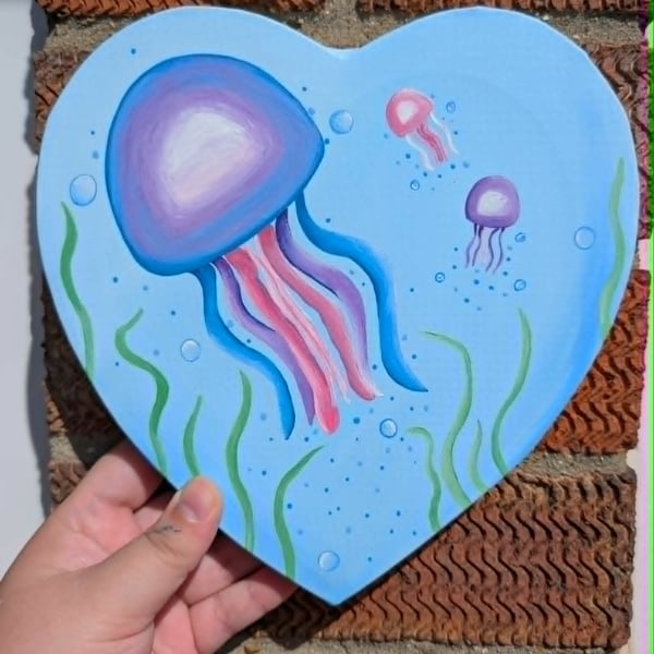  Handmade Jellyfish Heart Canvas