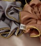 Gold Piping Edged XXL Scrunchies, Piping Trim Silky Satin Statement Scrunchies - Image 3