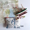  Lake District recycled tea towel small pouch purse or make up bag.