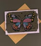 Greetings Card -Hand Printed Painted Butterfly Gold Tip Wings - Image 2