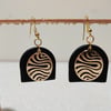 Gold embellishment polymer clay arch earrings