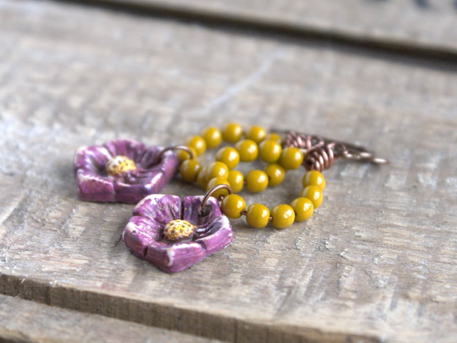 Spring Flower Polymer Clay Earrings