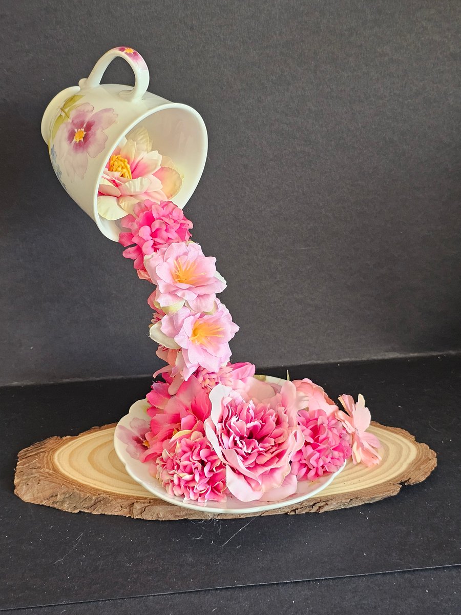 Teacup faux flower display