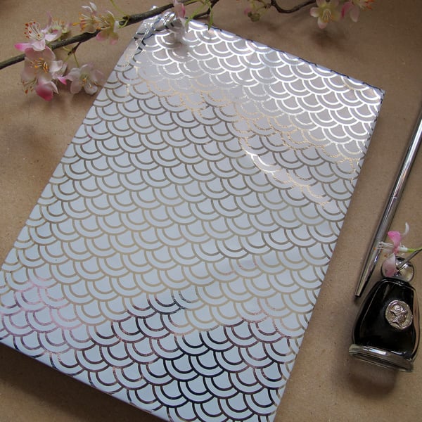 Silver Foil Dragon Mermaid Scale Design Notebook