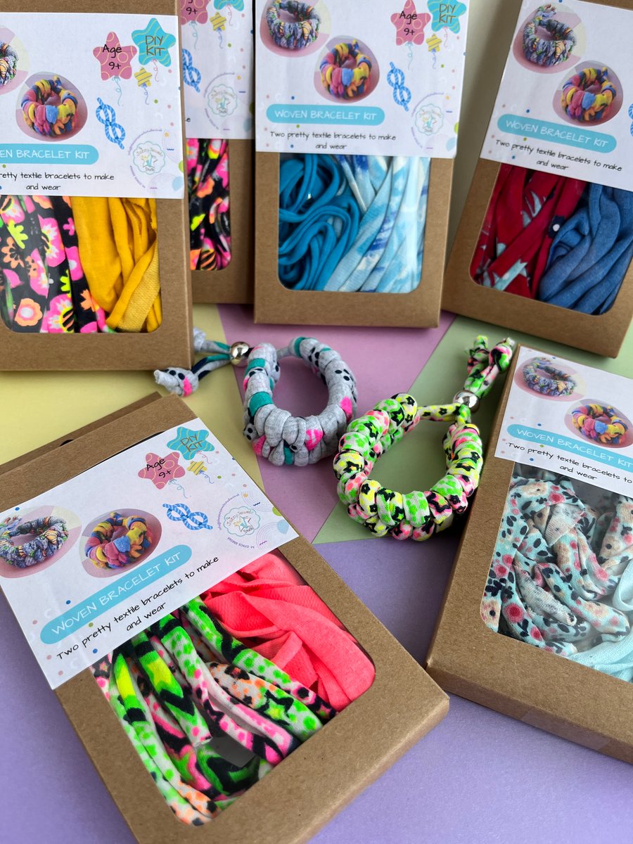 Woven bracelet kit. beginner craft kit to make a set of two knotted bracelets