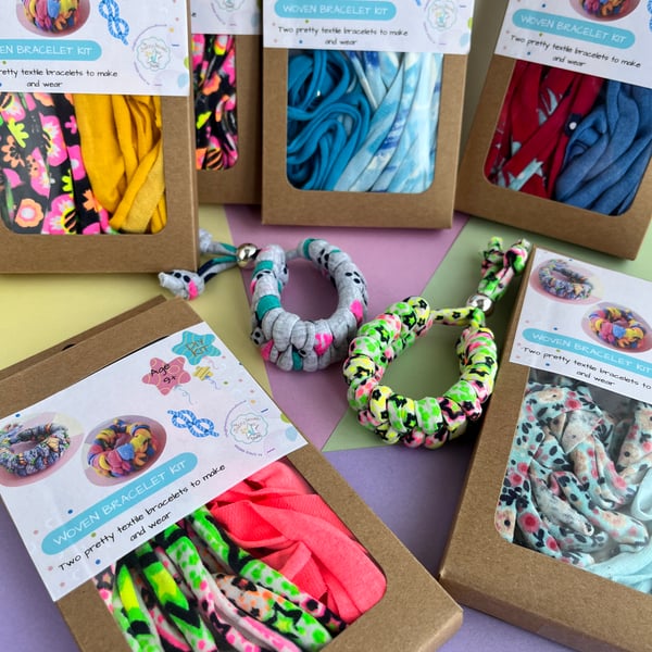 Woven bracelet kit. beginner craft kit to make a set of two knotted bracelets