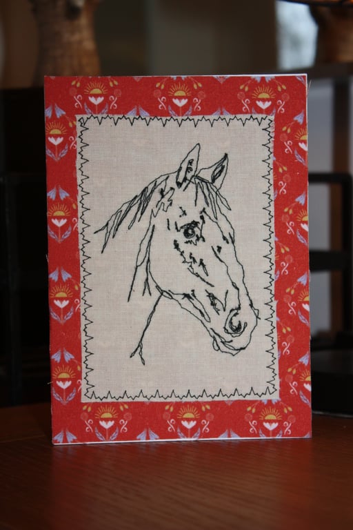 Horse head with a red border