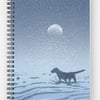 Evening walkies, dog paddling in the sea lined A5 notebook jotter journal