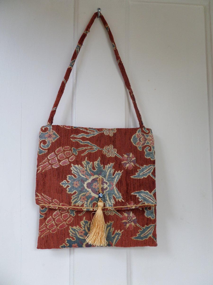 Turkish style small bag with evil eye tassel