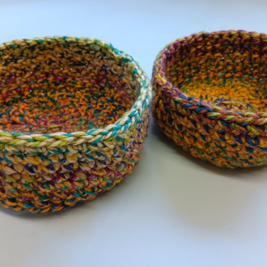 Crochet Nesting Baskets (Green Fusion) - set of 2, so practical!