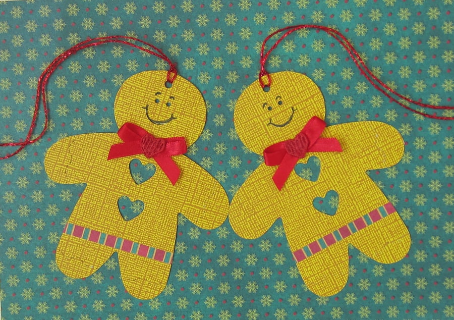 2 Gingerbread Men Christmas Gift Tags