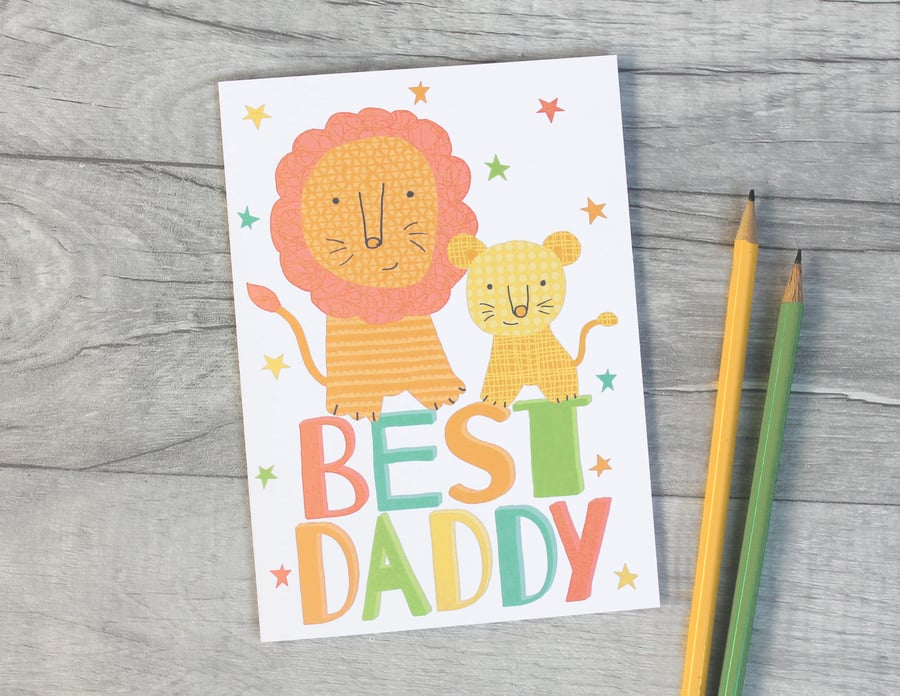 Lion Father's Day Card, Best Dad, Grandad, Step Dad Card.