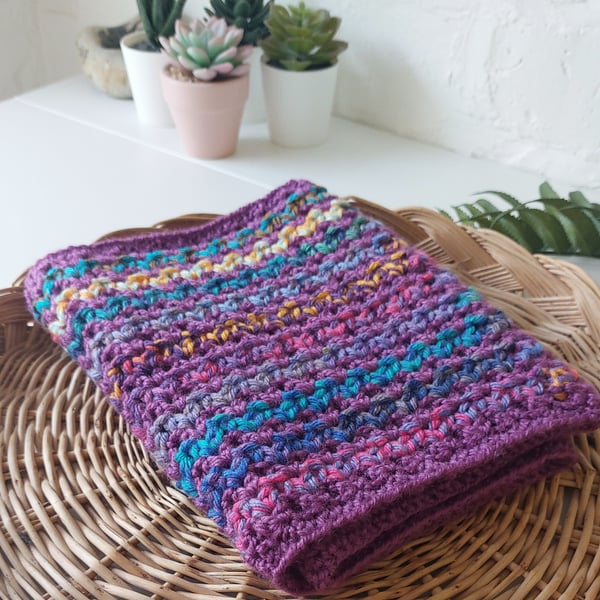 Crochet Chunky Stripe Neck Warmer Cowl