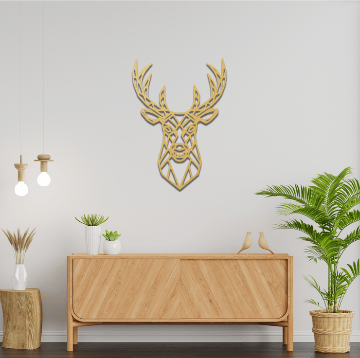 Geometric Deer Head Wall Art, Wooden Decor for ... - Folksy
