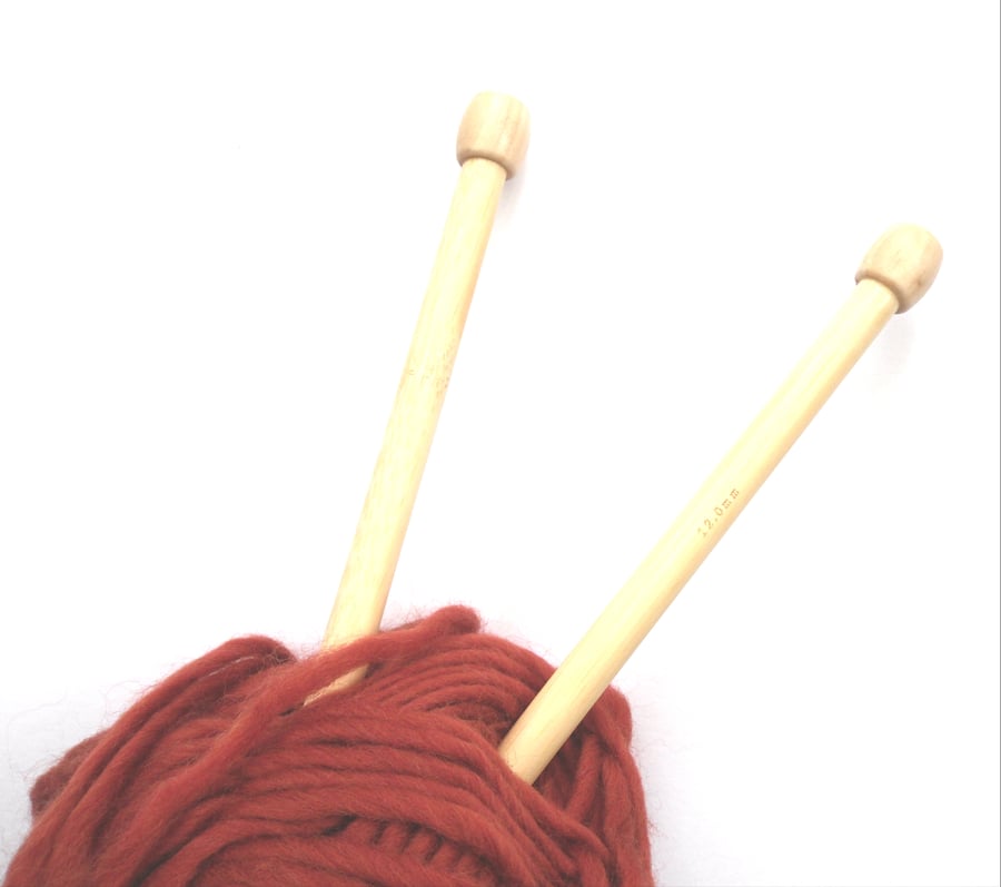 Bamboo Wood Knitting needles 12 mm x 35 cm long 