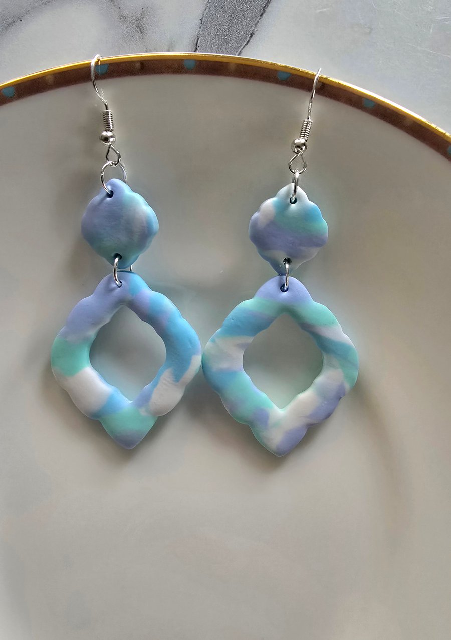 Polymer clay pastel colour earrings on silver plated earhooks