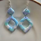 Polymer clay pastel colour earrings on silver plated earhooks