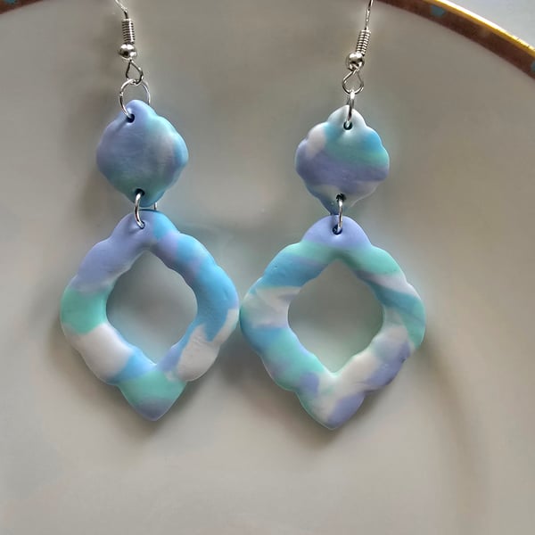 Polymer clay pastel colour earrings on silver plated earhooks