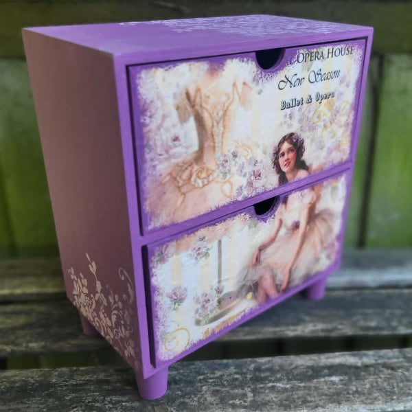 Ballerina Jewellery Chest - Small Vintage Storage Drawers for Girls - Ballet Sty