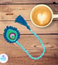Blue and green peacock feather crochet bookmark, pagekeeper. - Image 8