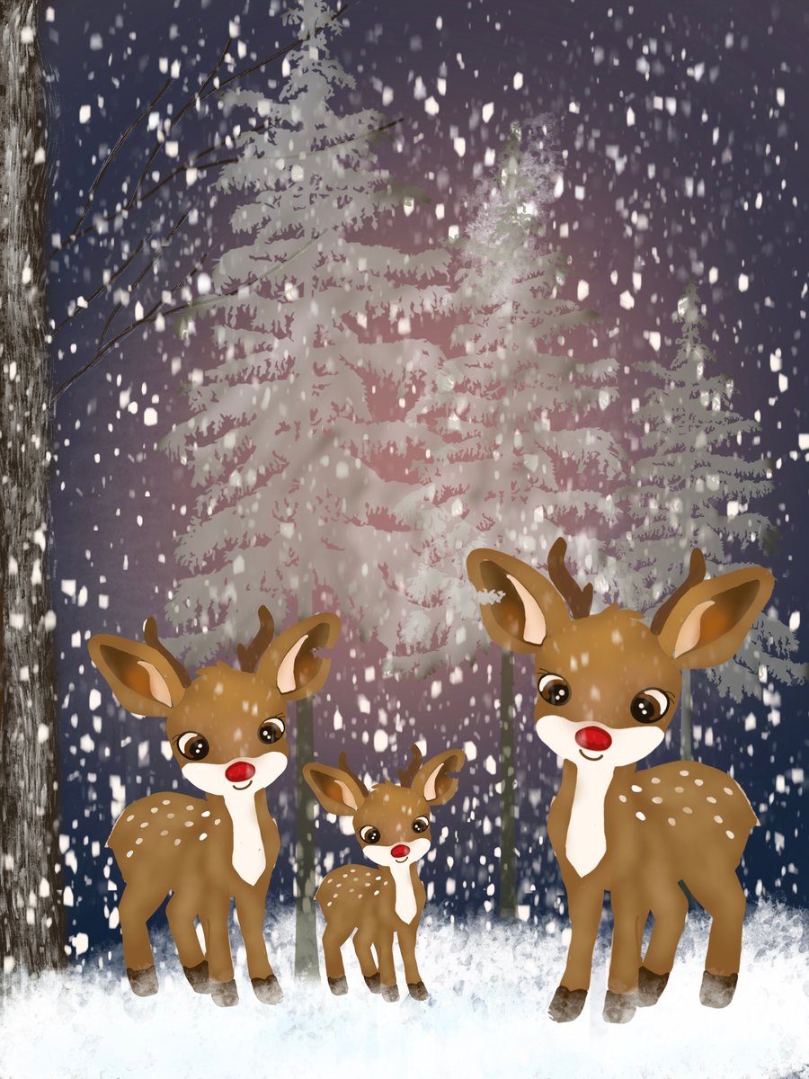 Cute Reindeer Christmas Card - Reindeer Family
