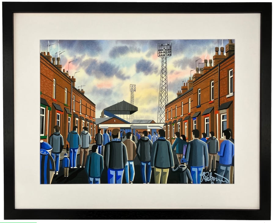 Wigan Athletic Retro Springfield Framed Football Art Print. 20" x 16" Frame Size