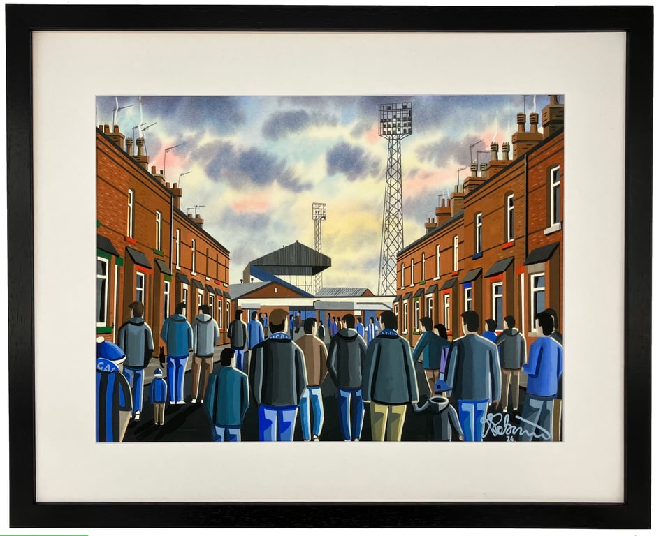 Wigan Athletic Retro Springfield Framed Football Art Print. 20" x 16" Frame Size