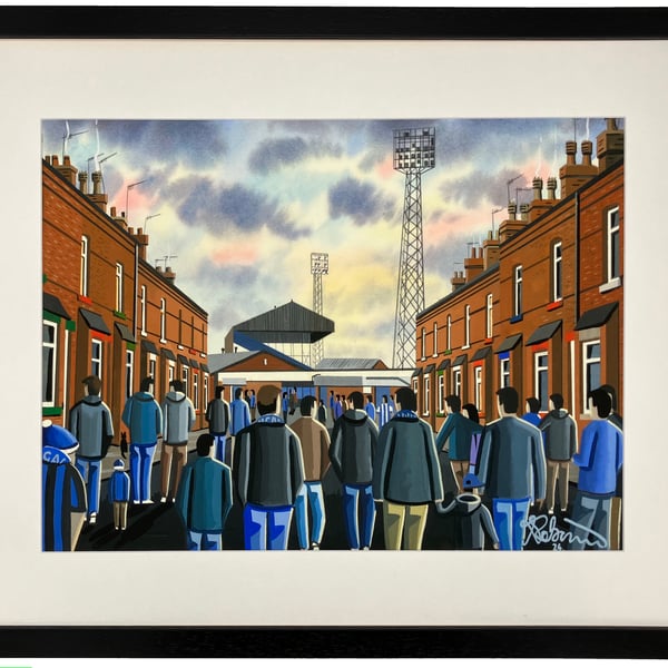 Wigan Athletic Retro Springfield Framed Football Art Print. 20" x 16" Frame Size
